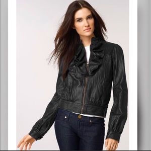 Mike & Chris Ruffle Front Leather Jacket!